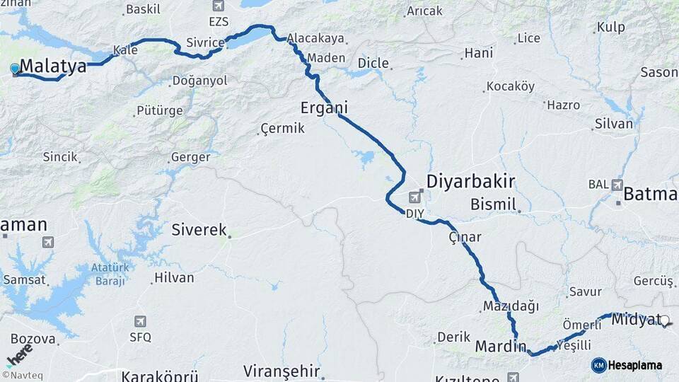 Malatya Midyat Mardin Arası Kaç Km - Yol Haritası