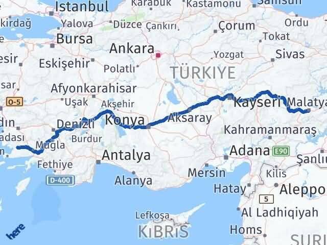 Malatya Milas Muğla Arası Kaç Km - Yol Haritası