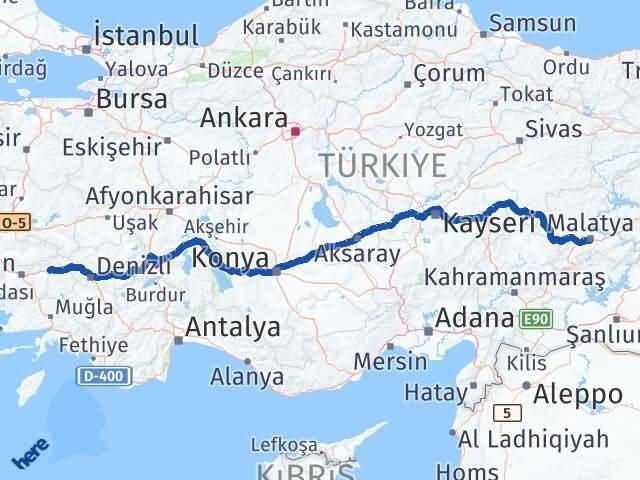 Malatya Nazilli Aydın Arası Kaç Km - Yol Haritası