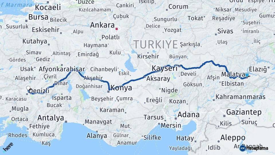 Malatya Pamukkale Denizli Arası Kaç Km - Yol Haritası