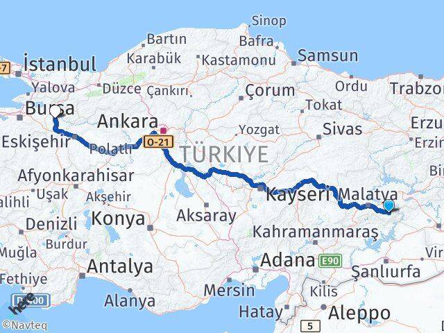 Malatya Pütürge Bilecik Arası Kaç Km - Yol Haritası