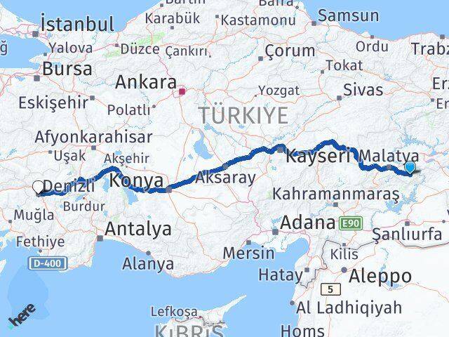 Malatya Pütürge Denizli Arası Kaç Km - Yol Haritası