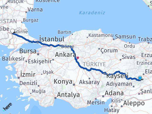Malatya Pütürge Edirne Arası Kaç Km - Yol Haritası