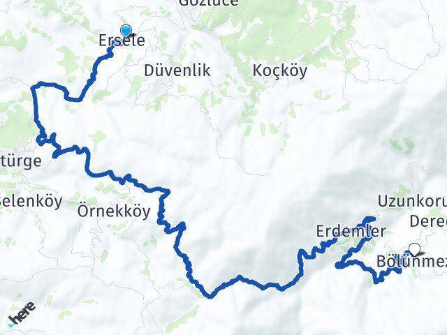 Ersele Bölünmez Arası Kaç Km - Yol Tarifi