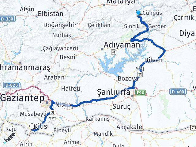 Malatya Pütürge Kilis Arası Kaç Km - Yol Haritası