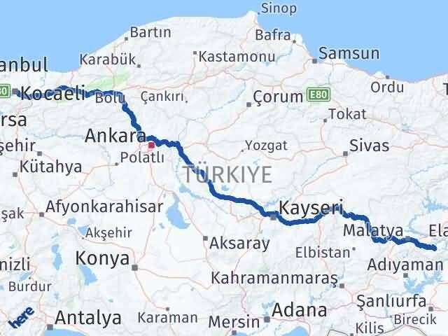 Malatya Pütürge Kocaeli Arası Kaç Km - Yol Haritası