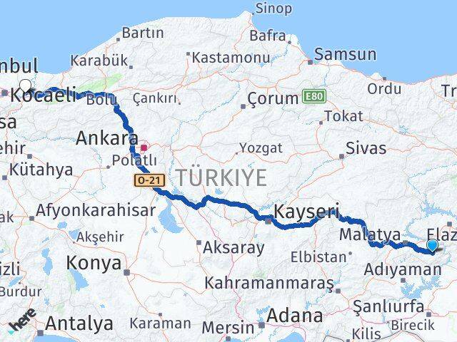 Malatya Pütürge Sakarya Arası Kaç Km - Yol Haritası