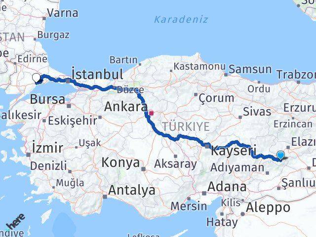 Malatya Pütürge Tekirdağ Arası Kaç Km - Yol Haritası
