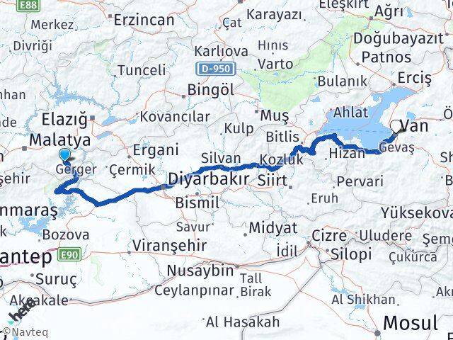 Malatya Pütürge Van Arası Kaç Km - Yol Haritası