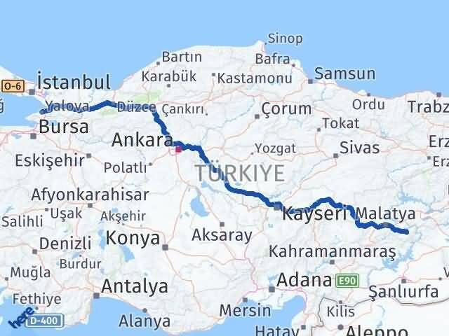 Malatya Pütürge Yalova Arası Kaç Km - Yol Haritası