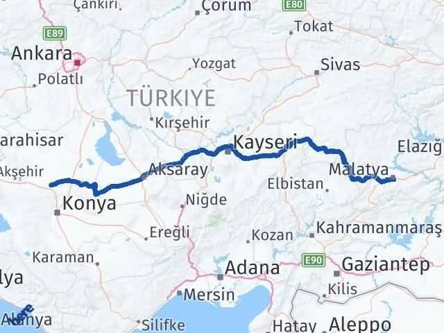 Malatya Sarayönü Konya Arası Kaç Km - Yol Haritası