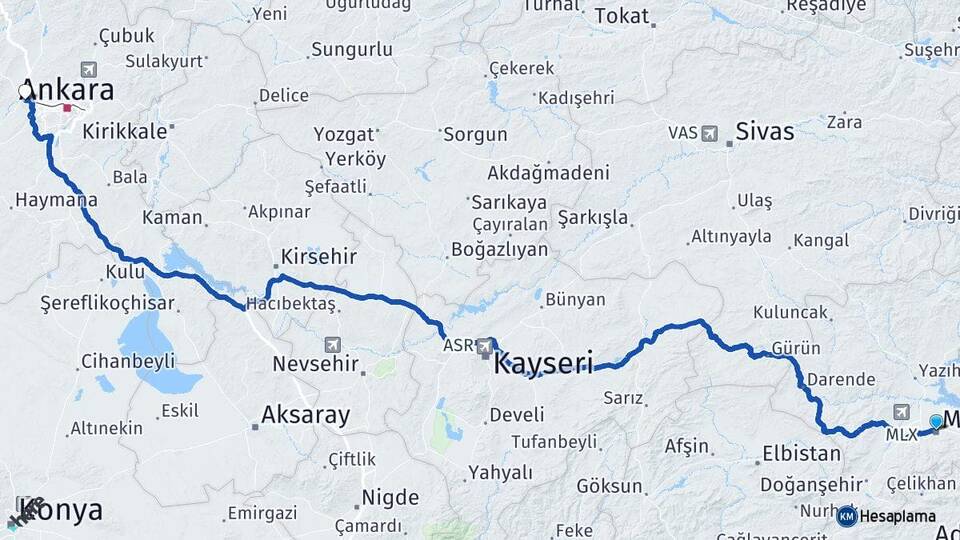 Malatya Sincan Ankara Arası Kaç Km - Yol Haritası