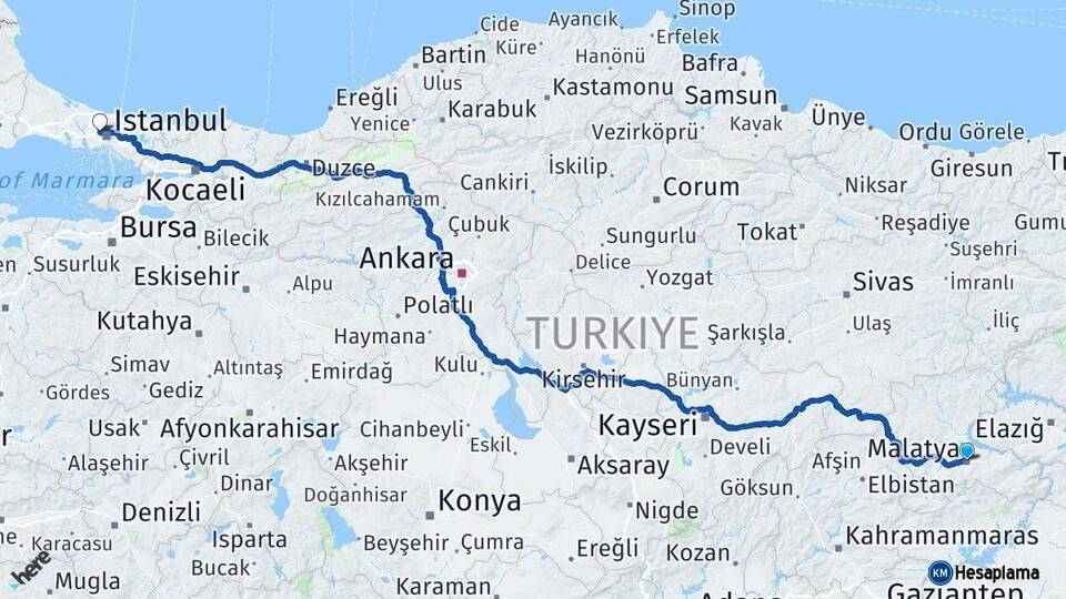 Malatya Sultangazi İstanbul Arası Kaç Km - Yol Haritası