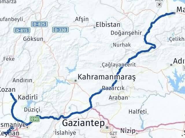 Malatya Sumbas Osmaniye Arası Kaç Km - Yol Haritası