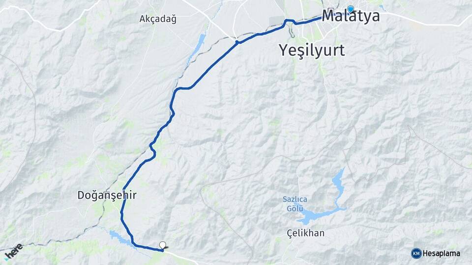 Malatya Sürgü Doğanşehir Arası Kaç Km - Yol Haritası