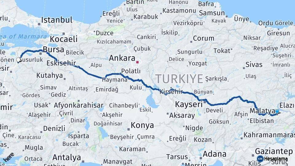 Malatya Susurluk Balıkesir Arası Kaç Km - Yol Haritası
