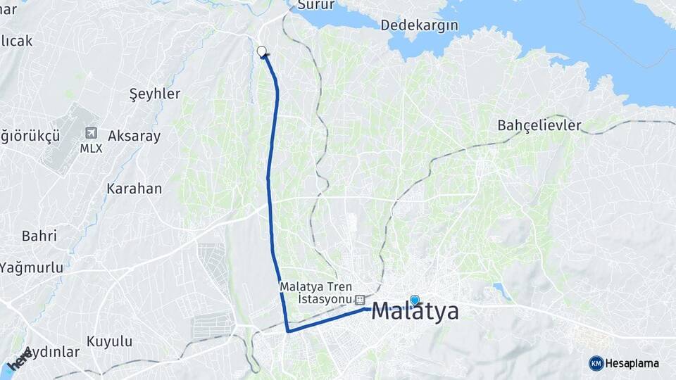 Malatya Sütlüce Yeşilyurt Arası Kaç Km - Yol Haritası