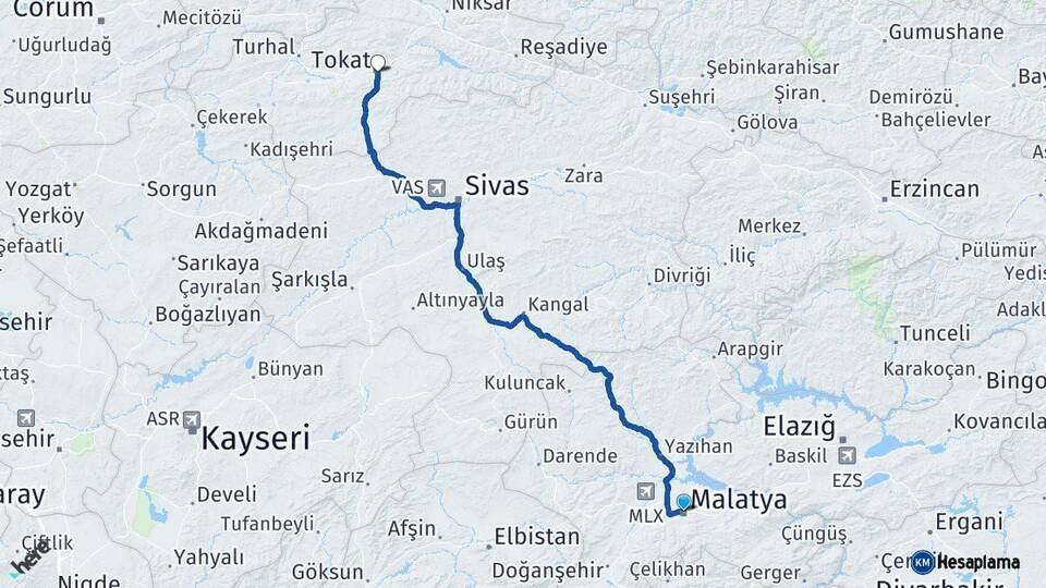 Malatya Tokat Arası Kaç Km - Yol Haritası