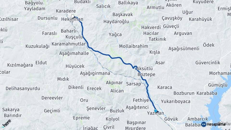 Malatya Yazıhan Hekimhan Arası Kaç Km - Yol Haritası