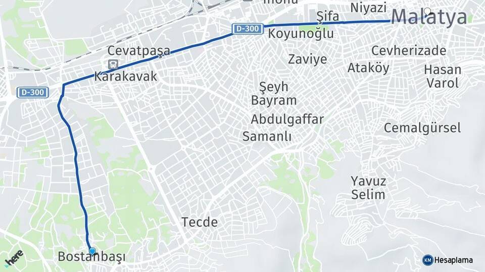 Bostanbaşı Malatya Arası Kaç Km - Yol Tarifi