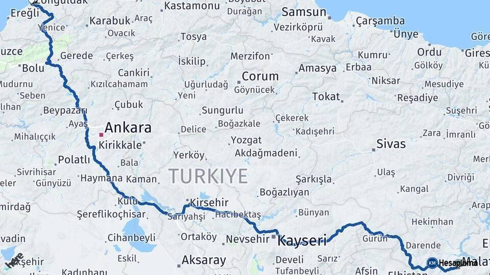 Malatya Zonguldak Arası Kaç Km - Yol Haritası