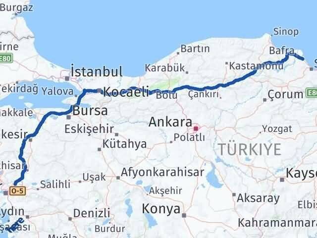 Manisa 19 Mayıs Samsun Arası Kaç Km - Yol Haritası