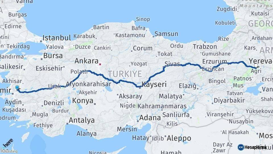 Manisa Ağrı Arası Kaç Km - Yol Haritası