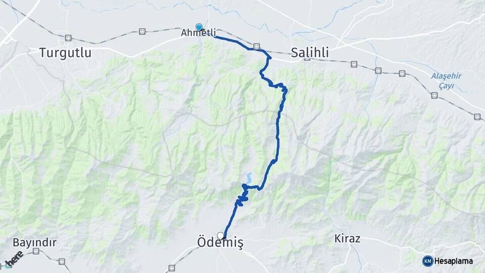 Manisa Ahmetli Ödemiş İzmir Arası Kaç Km - Yol Haritası