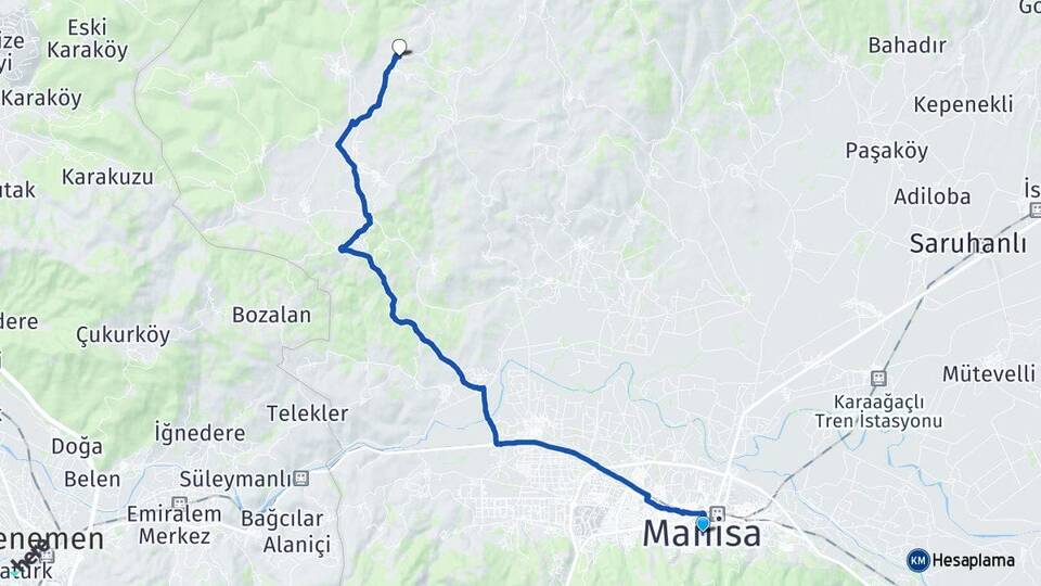 Manisa Akçaköy Yunusemre Arası Kaç Km - Yol Haritası