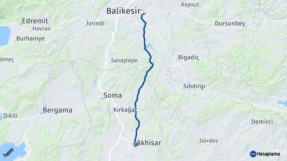 Manisa Akhisar Balıkesir Arası Kaç Km - Yol Haritası