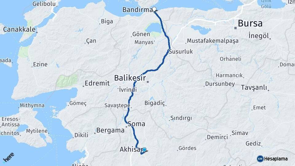 Akhisar Bandırma Arası Kaç Km - Yol Tarifi