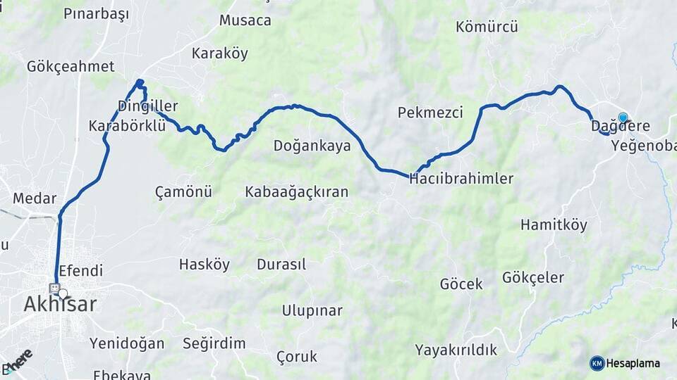 Dağdere Akhisar Arası Kaç Km - Yol Tarifi