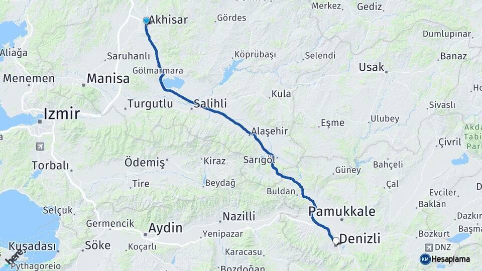 Manisa Akhisar Denizli Arası Kaç Km - Yol Haritası