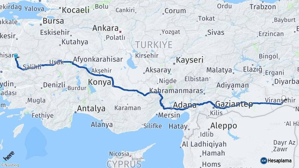 Manisa Akhisar Mardin Arası Kaç Km - Yol Haritası