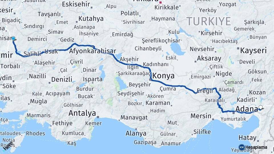 Manisa Akhisar Osmaniye Arası Kaç Km - Yol Haritası