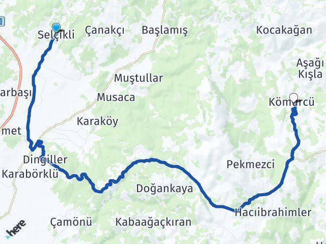 Selçikli Kömürcü Arası Kaç Km - Yol Tarifi