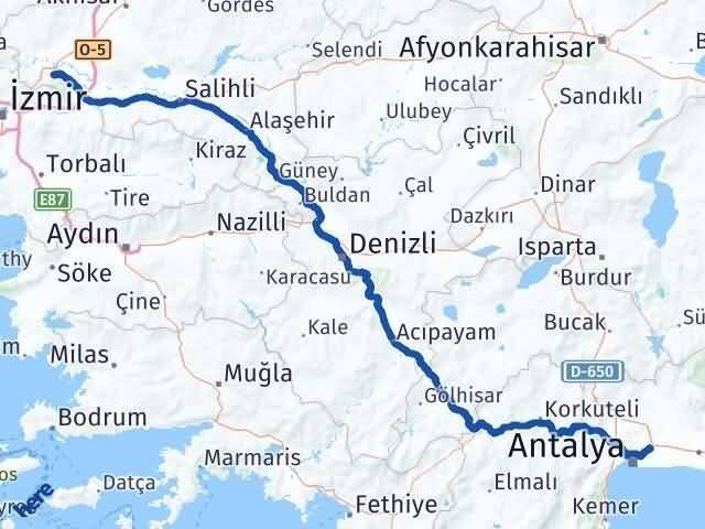 Manisa Aksu Antalya Arası Kaç Km - Yol Haritası