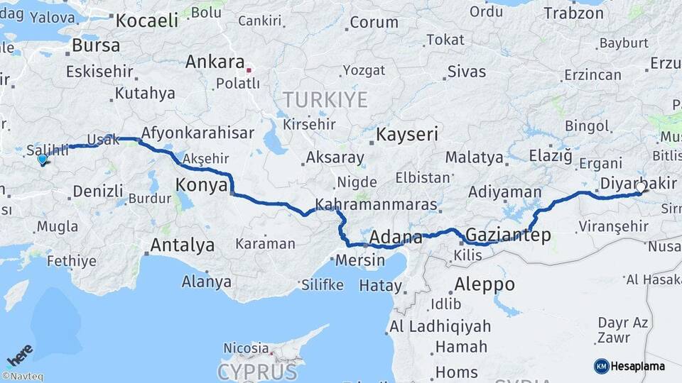 Manisa Alaşehir Batman Arası Kaç Km - Yol Haritası