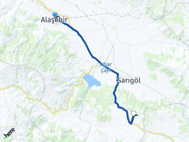 Manisa Alaşehir Dindarlı Sarıgöl Arası Kaç Km - Yol Haritası