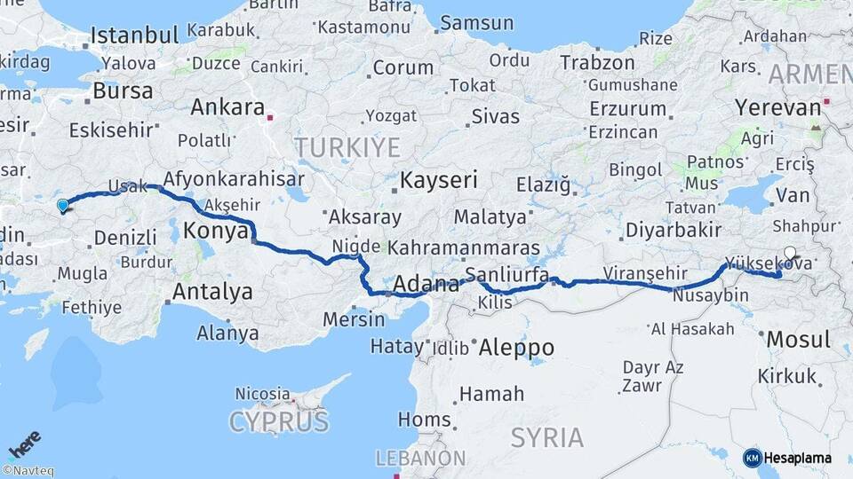 Manisa Alaşehir Hakkari Arası Kaç Km - Yol Haritası