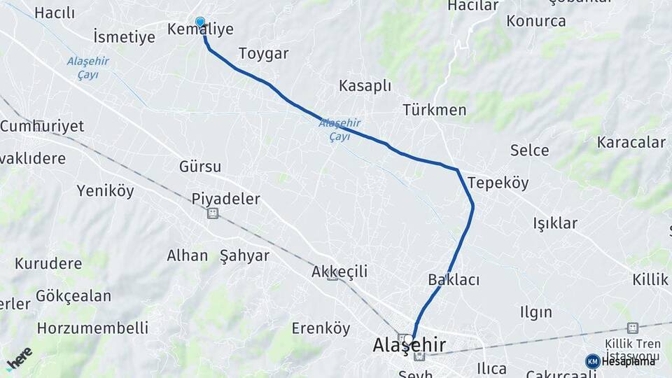 Kemaliye Alaşehir Arası Kaç Km - Yol Tarifi