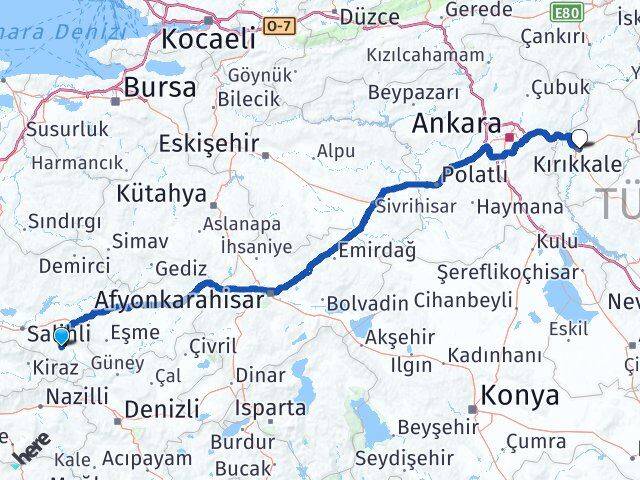 Manisa Alaşehir Kırıkkale Arası Kaç Km - Yol Haritası