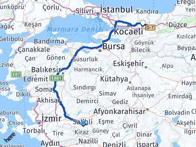Manisa Alaşehir Sakarya Arası Kaç Km - Yol Haritası