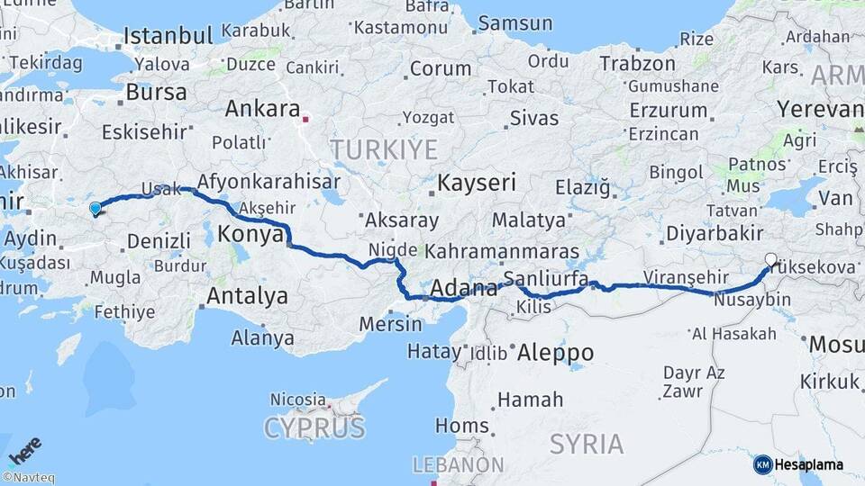 Manisa Alaşehir Şırnak Arası Kaç Km - Yol Haritası