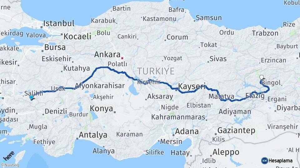 Manisa Alaşehir Tunceli Arası Kaç Km - Yol Haritası