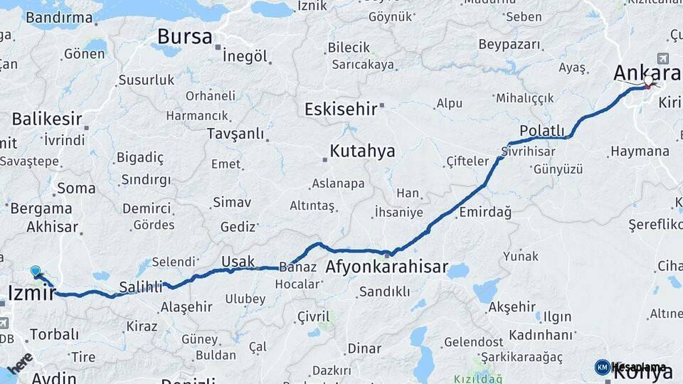 Manisa Ankara Arası Kaç Km - Yol Haritası