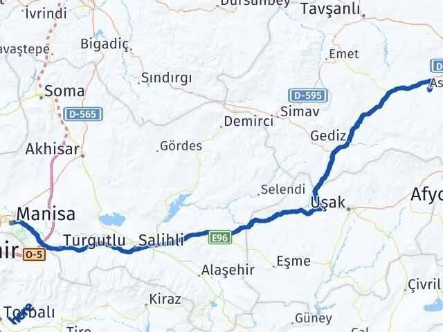 Manisa Aslanapa Kütahya Arası Kaç Km - Yol Haritası