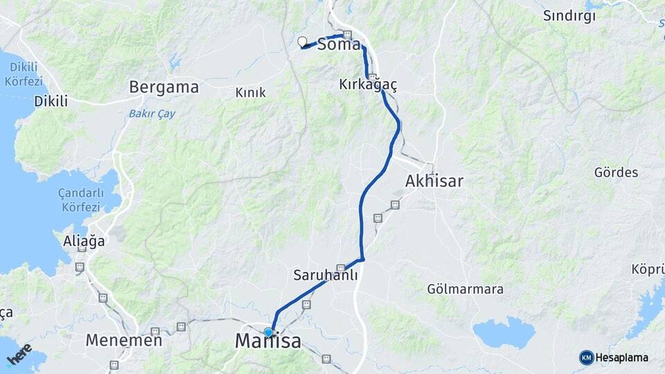 Manisa Avdan Soma Arası Kaç Km - Yol Haritası