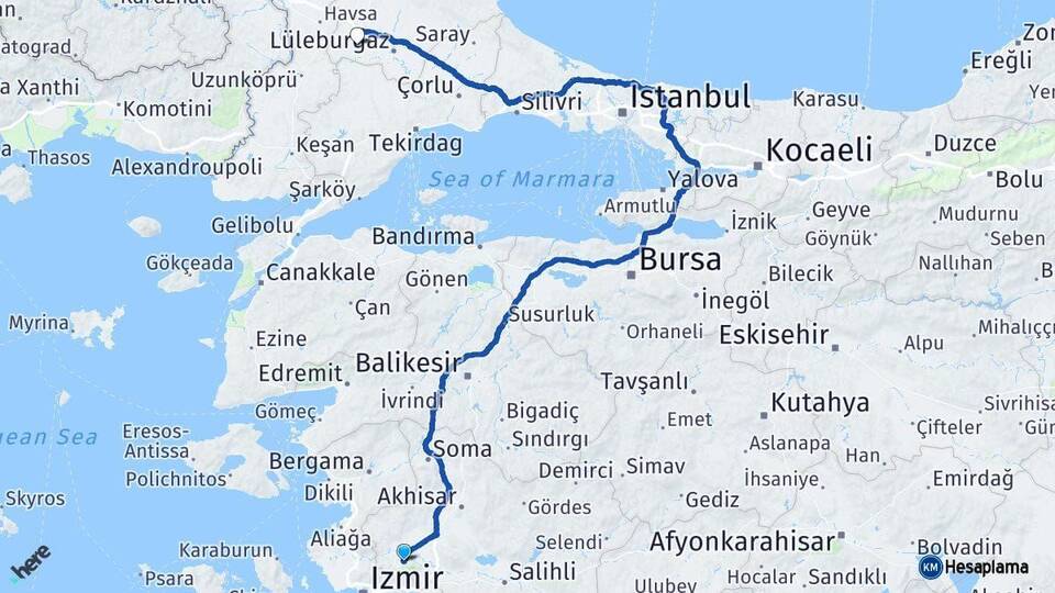 Manisa Babaeski Kırklareli Arası Kaç Km - Yol Haritası