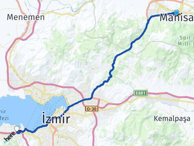Manisa Balçova İzmir Arası Kaç Km - Yol Haritası